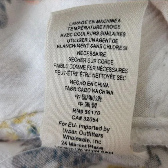 FREE People Tunic Mini Dress White Floral Long Sleeves Pockets Boho XS NWOT - Picture 11 of 15